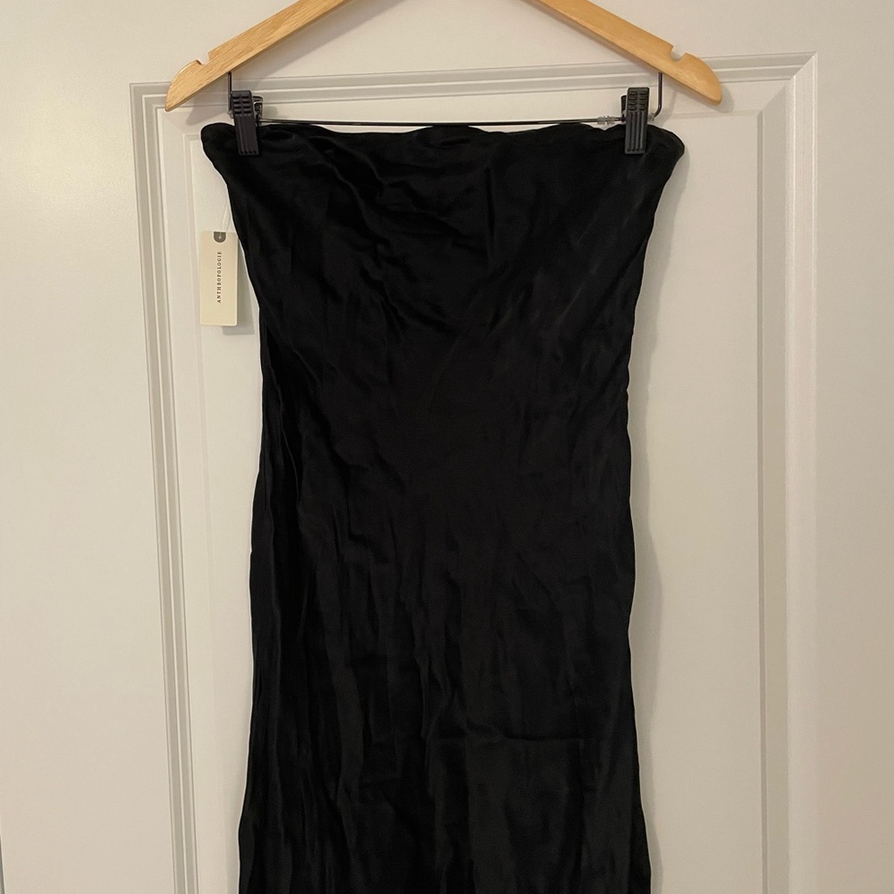 NWT By Anthropologie Lace Trim Midi Black Strapless Tube Dress - Picture 5 of 11